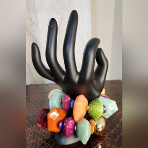 SSYS Chunky Multicolor Marbled Bead Wood Ball Quality Stretch Bracel